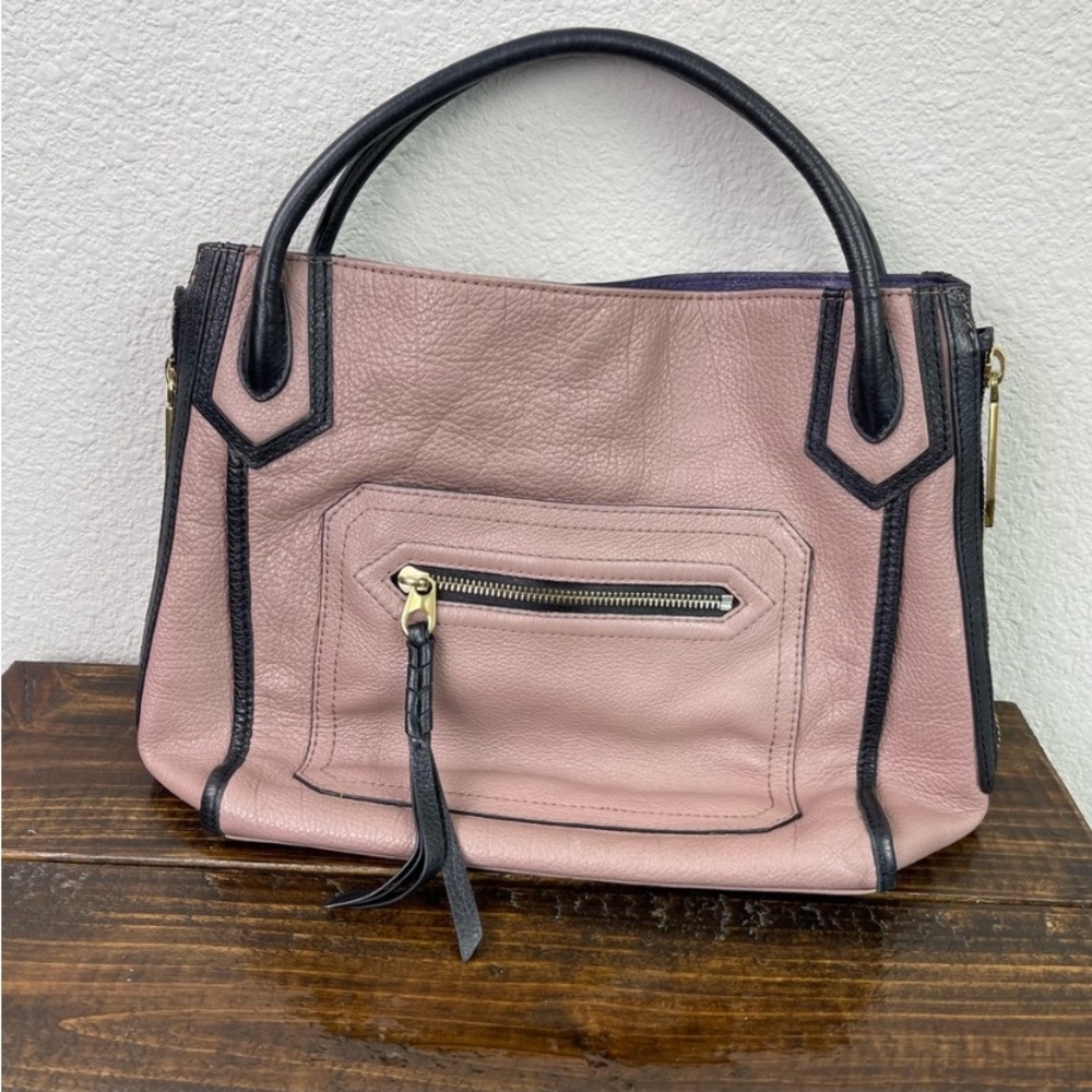 orYANY Pink and Purple Pebbled Leather Handbag